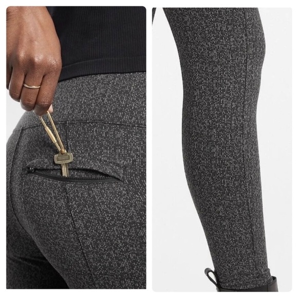 Athleta Delancey Textured Moto Tights, size Small Black & White Speckled - Picture 4 of 11